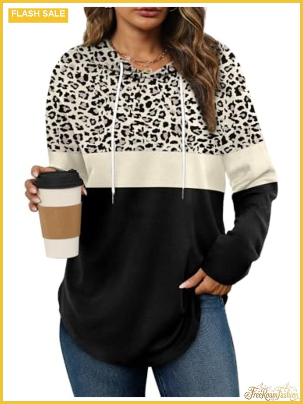 Women Long Sleeve Crewneck Sweatshirt Leopard Animal Print Casual Pullover